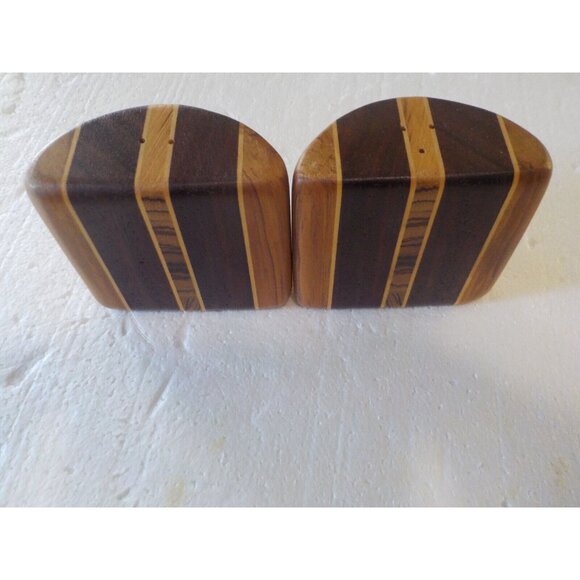 Vintage Midcentury Danish Modern Style Wood Salt Pepper Shaker Set 3 1/8 X 3 1/4 - Picture 3 of 5